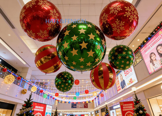 Christmas mirror balloons made of durable PVC, create dazzling holiday decorations