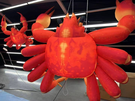 Giant Hanging Inflatable Lobster and Crab Props with 6 Meters Sphere Diameter, PVC or Nylon Material, and 110V / 220V Power Supply