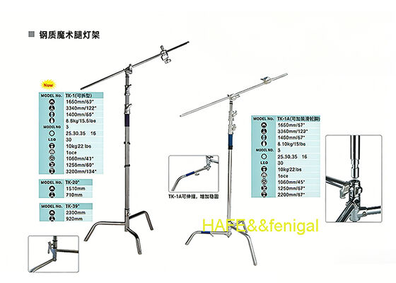 Detachable Legs,360° Rotating Plate Heavy-Duty Steel Magic Arm Light Stand