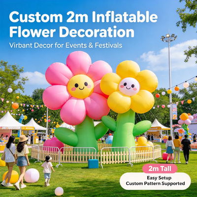 Custom 2m Inflatable Flower Decoration with Oxford Fabric and Remote Control LED Light